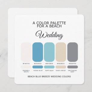 Coastal Beach Blue Wedding Color Palette Card
