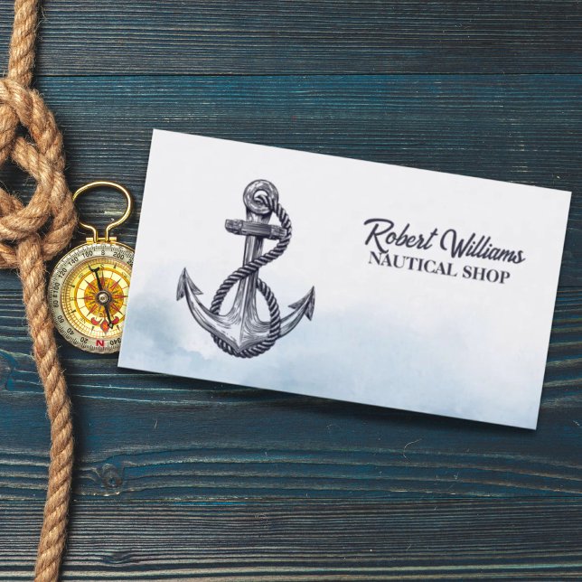 Coastal Beach Blue Yacht Boat Ship Anchor Nautical Business Card (Coastal Beach Blue Yacht Boat Ship Anchor Nautical Business Card)