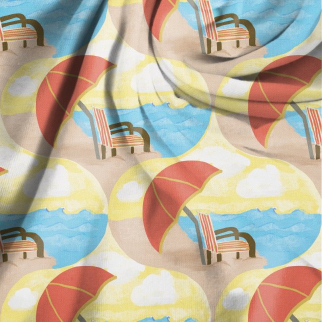 Coastal Beach Chairs Illustrated Pattern  Fabric (Creator Uploaded)