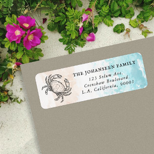 Coastal Beach Crab Return Address Label