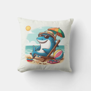 Coastal/Beach cute cartoon shark Cushion
