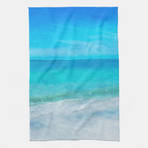 Coastal Beach Decor in Teal Aqua Turquoise Blue Tea Towel