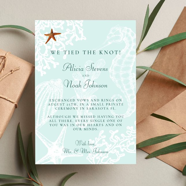 Coastal beach destination wedding announcement (Creator Uploaded)