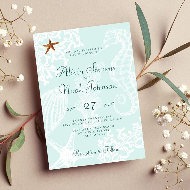 Coastal beach destination wedding invitation (Creator Uploaded)