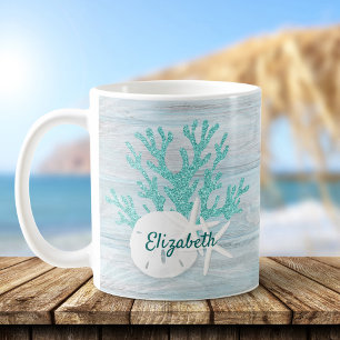 Coastal Beach Driftwood Starfish Coffee Mug
