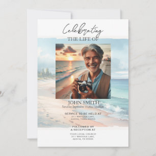 Coastal Beach Funeral Memorial Service Invitation