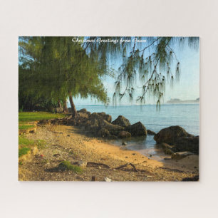 Coastal Beach Guam. Christmas Greetings Jigsaw Puzzle