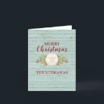 Coastal Beach Holiday Christmas Card<br><div class="desc">A rustic beach themed Christmas card decorated with a sand dollar and Christmas foliage. Card size is 4"x 6" Personalise it with your name for Christmas this year! Designed for you by Blackberry Boulevard.</div>