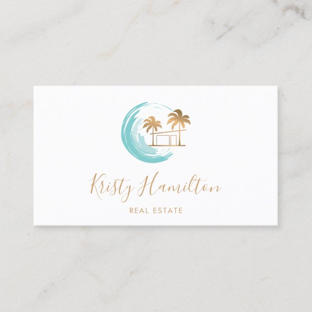 coastal beach house B'N'B real estate realtor Business Card (Front)