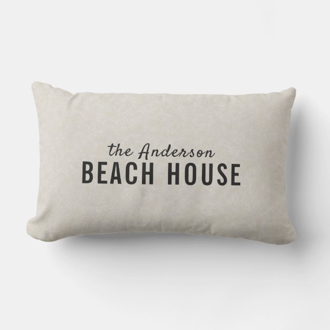 Coastal "Beach House" Custom Outdoor Lumbar Pillow (Front)