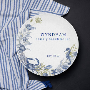 Coastal Beach House Marine Life Personalised Est. Cutting Board