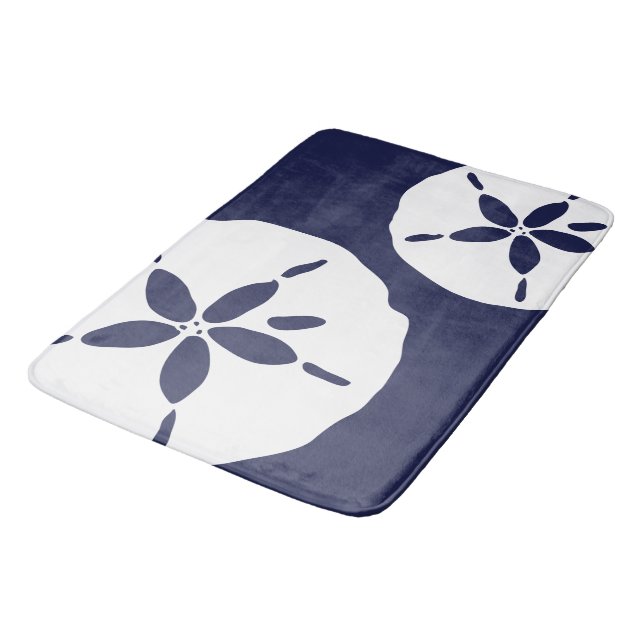 Coastal Beach House Nautical Sand Dollar Pattern Bath Mat (Angled)