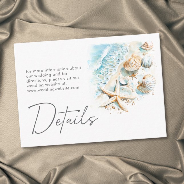 Coastal Beach Modern Watercolor Wedding Details Enclosure Card (Coastal Beach Modern Watercolor Wedding Details Enclosure Card)