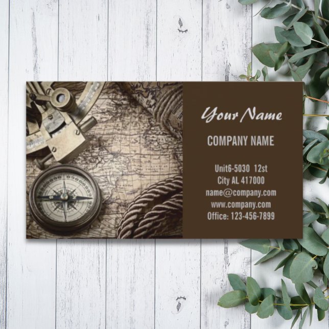 coastal beach nautical antique compass business card (coastal beach nautical antique compass business card)