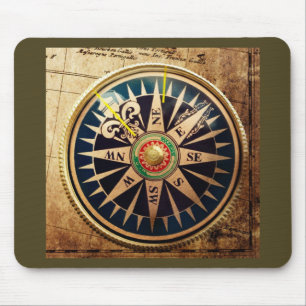 coastal beach nautical antique compass mouse pad