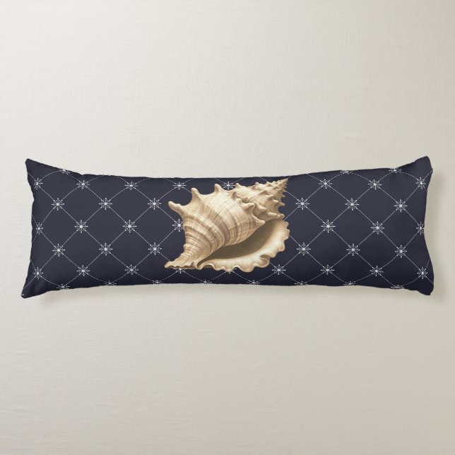 Coastal/beach/nautical seashell  body pillow (Front)