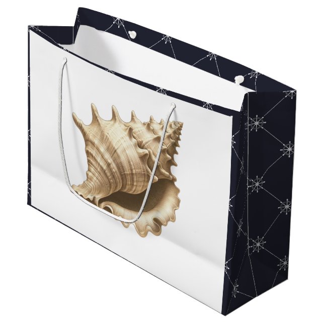 Coastal/beach/nautical seashell  large gift bag (Front Angled)