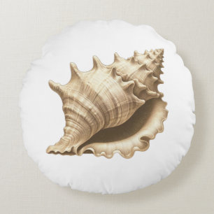 Coastal/beach/nautical seashell round cushion