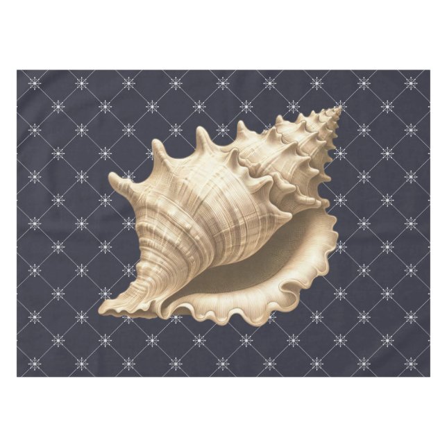 Coastal/beach/nautical seashell  tablecloth (Front (Horizontal))