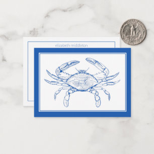 Coastal Beach Ocean Blue Crab Personalised Card