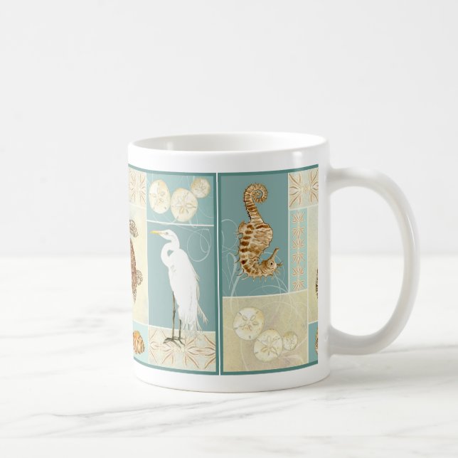 Coastal Beach Ocean Seashore Collage Sea Turtle Coffee Mug (Right)