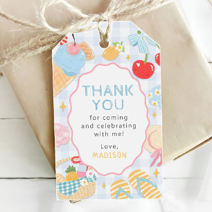 Coastal Beach Pastel Doodle Girls Birthday Gift Tags