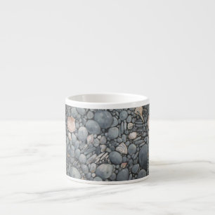 Coastal Beach Pebbles and Shells Painting Print Espresso Cup
