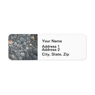 Coastal Beach Pebbles and Shells Painting Print Return Address Label