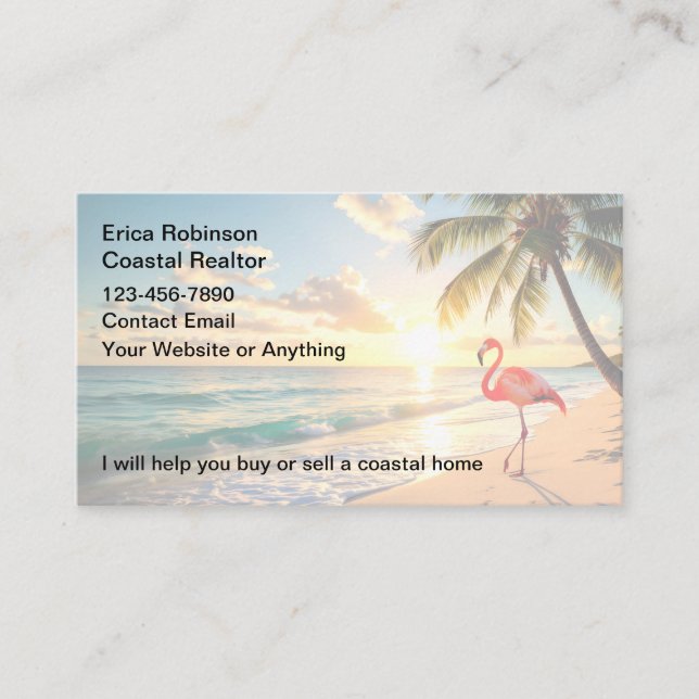Coastal Beach Realtor Theme Business Cards (Front)