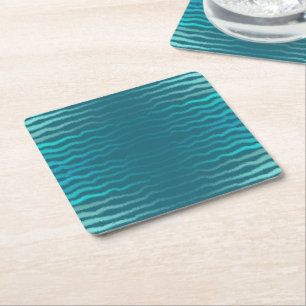 Coastal Beach Salty Turquoise Wave Abstract Design Square Paper Coaster
