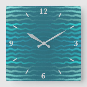 Coastal Beach Salty Turquoise Wave Abstract Design Square Wall Clock