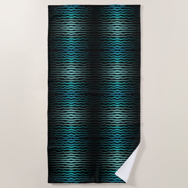 Coastal Beach Salty Turquoise Waves Abstract Art  Beach Towel (Front)