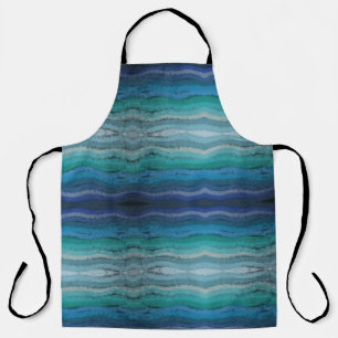 Coastal Beach Salty Waves On Black Apron