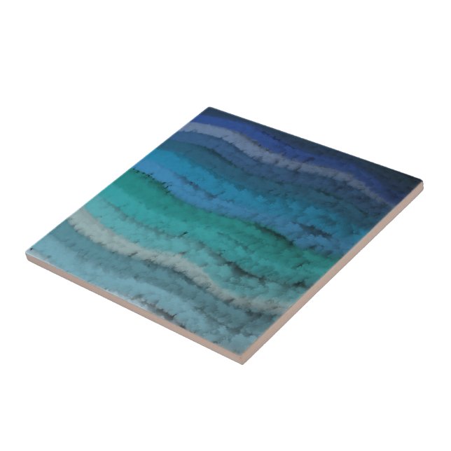 Coastal Beach Salty Waves On Black  Ceramic Tile (Side)