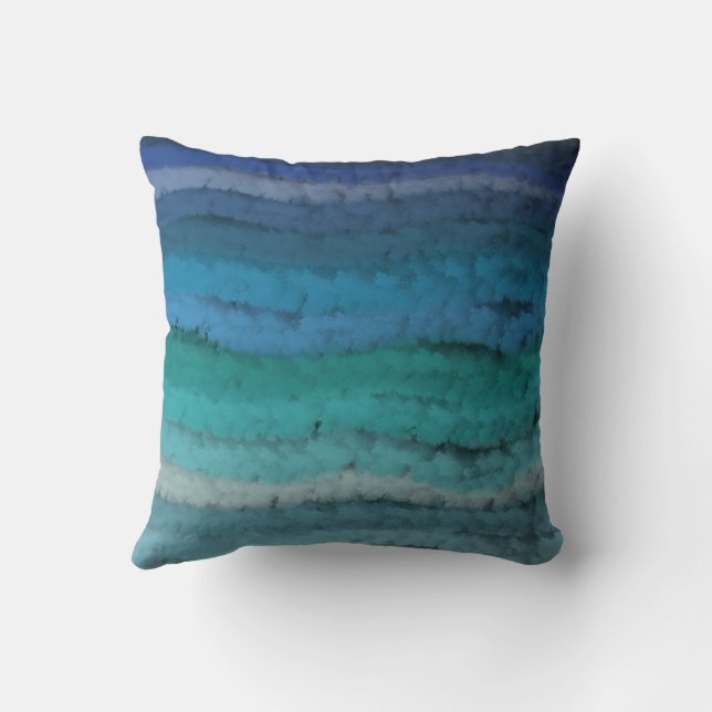 Coastal Beach Salty Waves On Black  Cushion (Back)