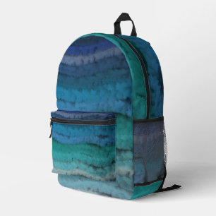Coastal Beach Salty Waves On Black Printed Backpack