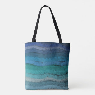 Coastal Beach Salty Waves On Black Tote Bag