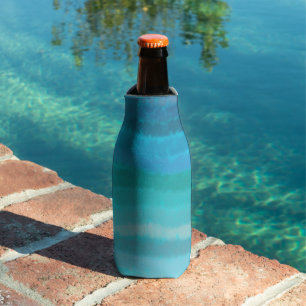 Coastal Beach Salty Waves On Turquoise  Bottle Cooler