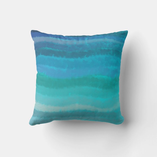 Coastal Beach Salty Waves On Turquoise  Cushion (Back)