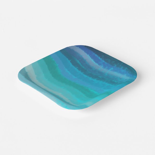Coastal Beach Salty Waves On Turquoise  Paper Plate (Angled)