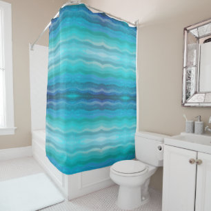 Coastal Beach Salty Waves On Turquoise  Shower Curtain
