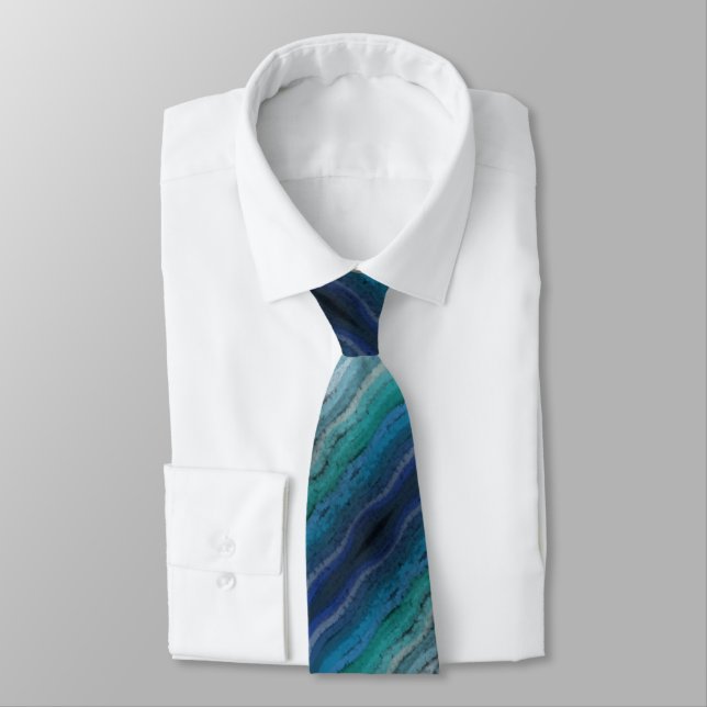 Coastal Beach Salty Waves On Turquoise  Tie (Tied)