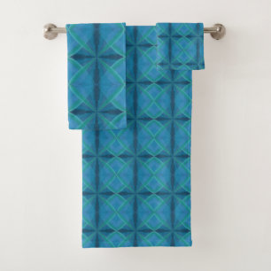 Coastal Beach Salty Waves Pattern On Black  Bath Towel Set