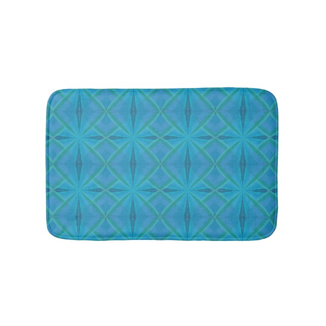 Coastal Beach Salty Waves Pattern On Turquoise  Bath Mat (Front)