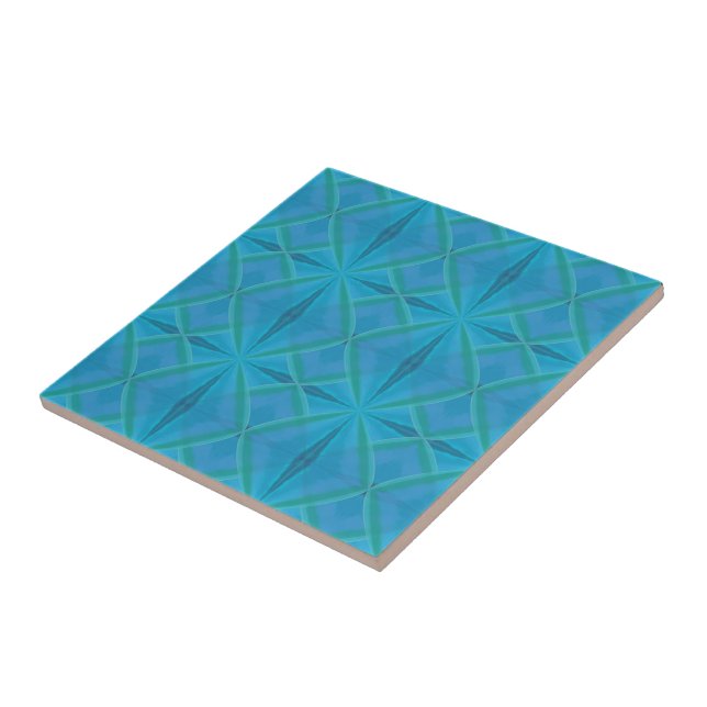 Coastal Beach Salty Waves Pattern On Turquoise  Ceramic Tile (Side)