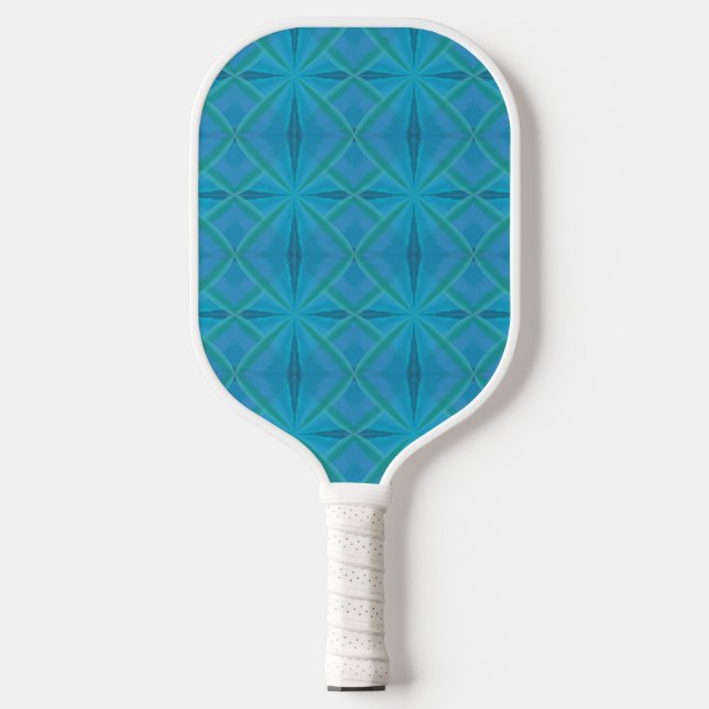 Coastal Beach Salty Waves Pattern On Turquoise Pickleball Paddle (Front)