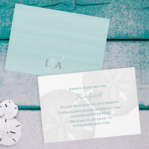 Coastal Beach Sand Dollar Wedding Website RSVP  Card