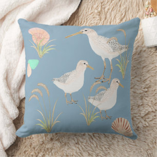 Coastal Beach Sand Pipers Cushion