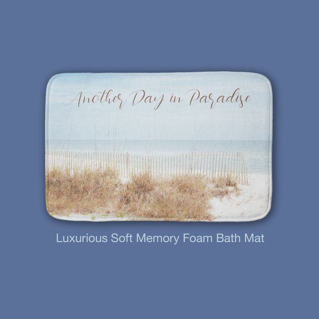 Coastal Beach Sea Oats and Sand Dunes Bath Mat (Beautiful bath mat for your beach home.)