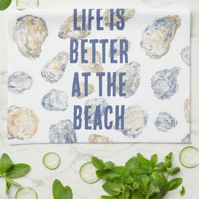 Coastal Beach Sea Shells Tea Towel (Folded)